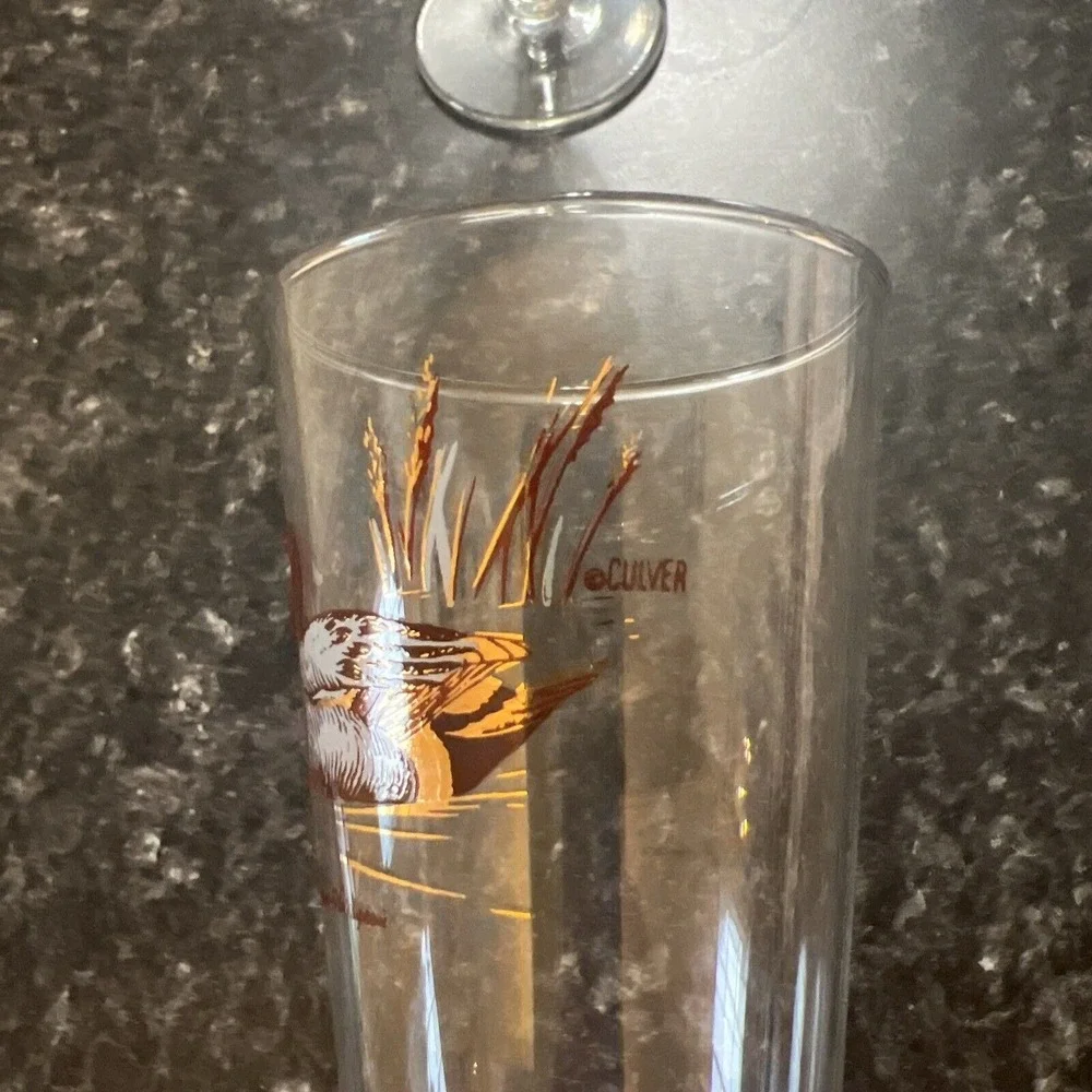 Culver Waterfowl Glass Flute Set Of 2 Mallard Duck‎ Collectible Hunting